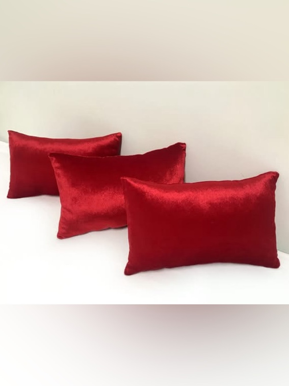 3 Dark Red Velvet Pillow 16x12 inches each. New. Soft